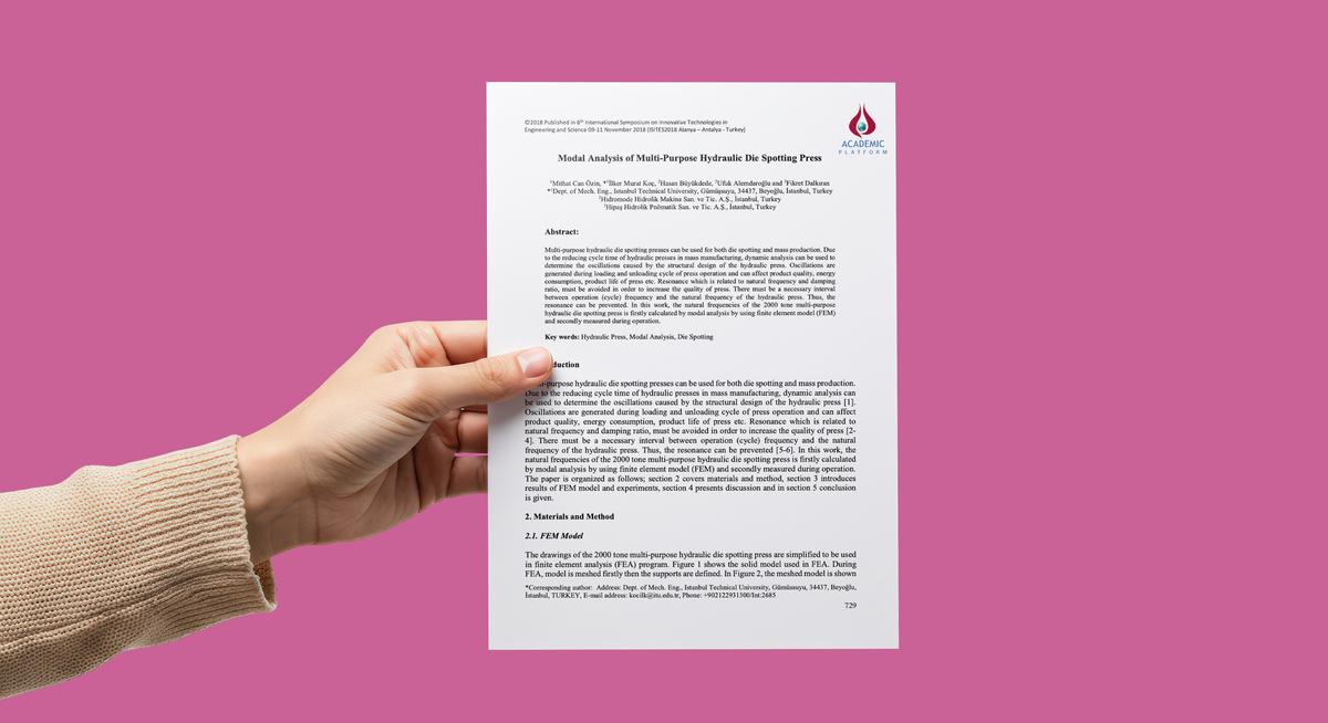 Çok Amaçlı Hidrolik Die Spotting Pres'in Modal Analizi